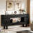 70.9" Console Table, Modern 2-Tier Entryway Table with Storage Drawers, Black