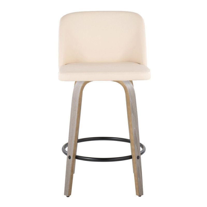 Lakyia Swivel Upholstered Counter Stool, Light Grey