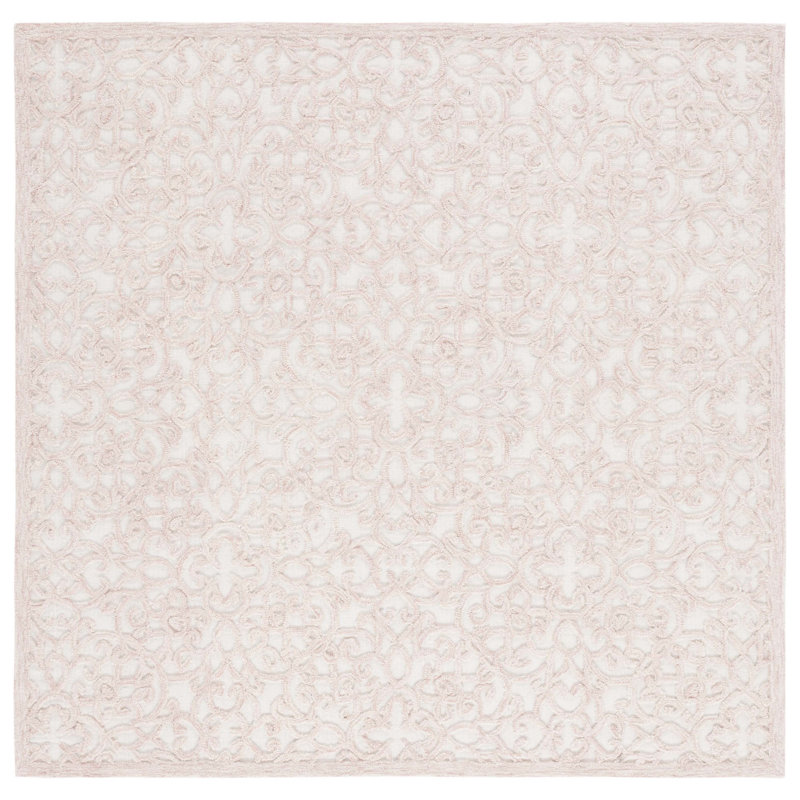 Trace Hand Tufted Wool And Cotton With Latex Floral Rug, Square 6'