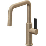 Corsano Contemporary Pull Down Kitchen Faucet with Button Sprayer Quad Spout and BFB Series Handle
