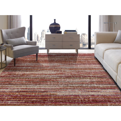 Tapis intérieur / extérieur rouge rayé Bullen