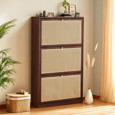 Solid Wood Tipping Bucket Ultra-thin Shoe Cabinet