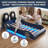 Twin Size Race Car Platform Bed With Led Lights & Upholstered Backrest – Themed Children's Bed With Side Rails & Solid Wood Frame-841993962
