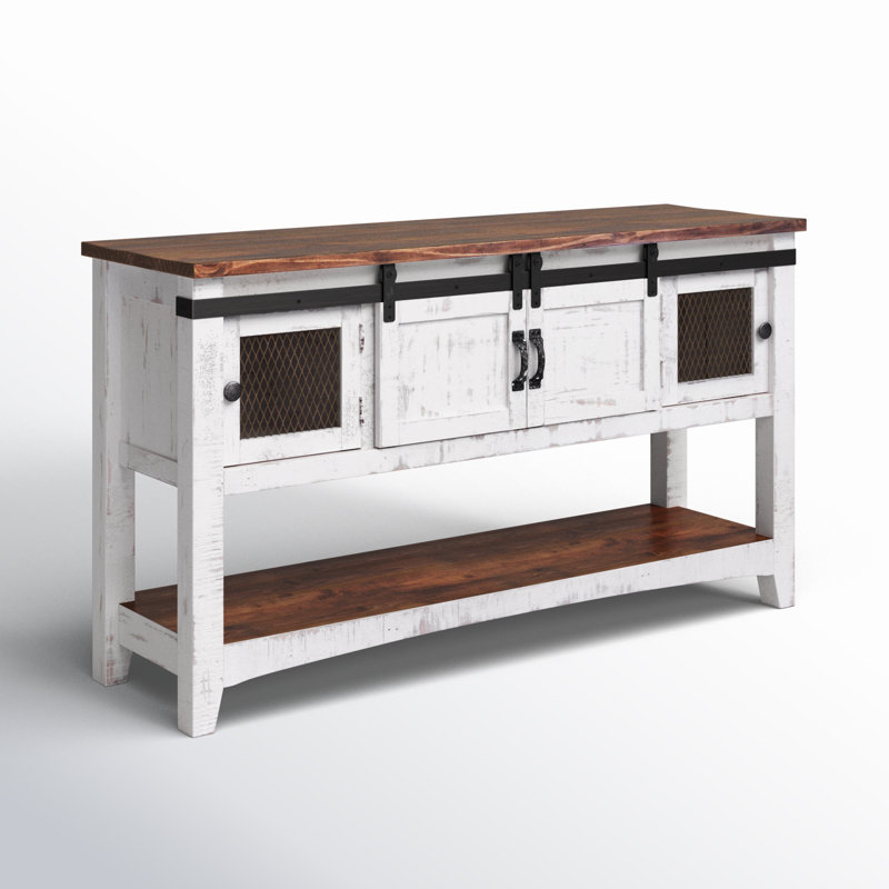 55'' Solid Wood Console Table, White