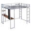 Lit mezzanine en métal argenté, taille double, avec 2 tablettes et bureau - étagère de bureau, structure argentée-1040446876