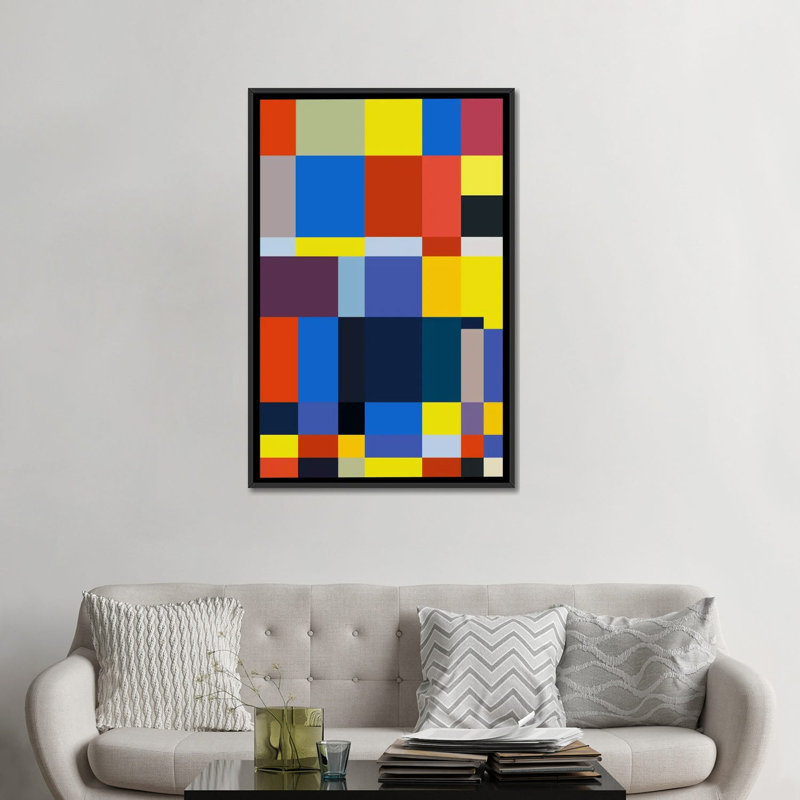« cubiq », impression sur toile, H 26 po x l 18 po x P 1,5 po, Toile avec cadre noir, Pas de tapis