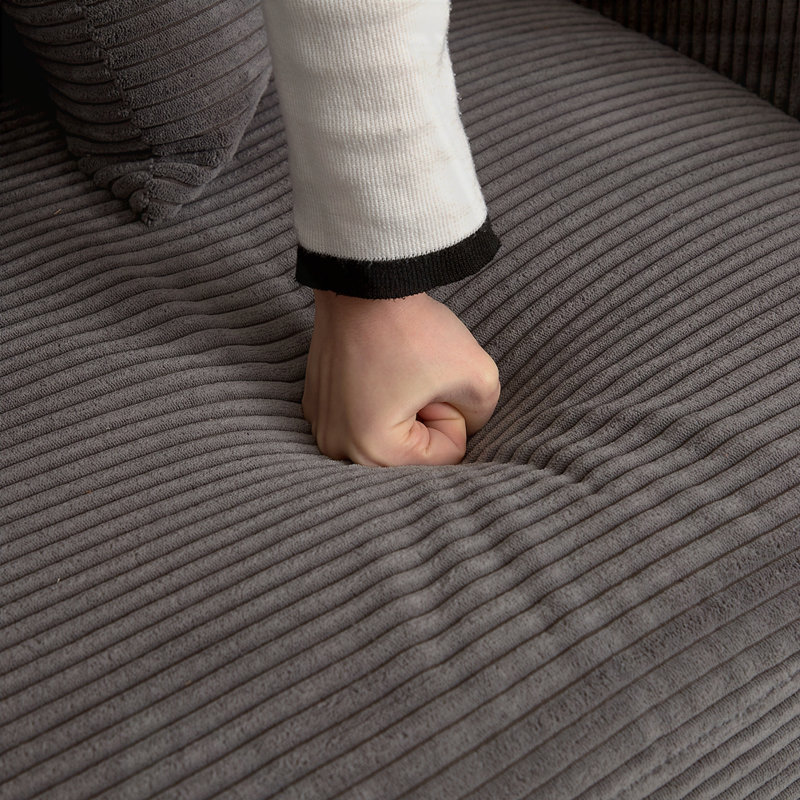 Ensemble de canapé en U surdimensionné à assise profonde, Velours côtelé gris
