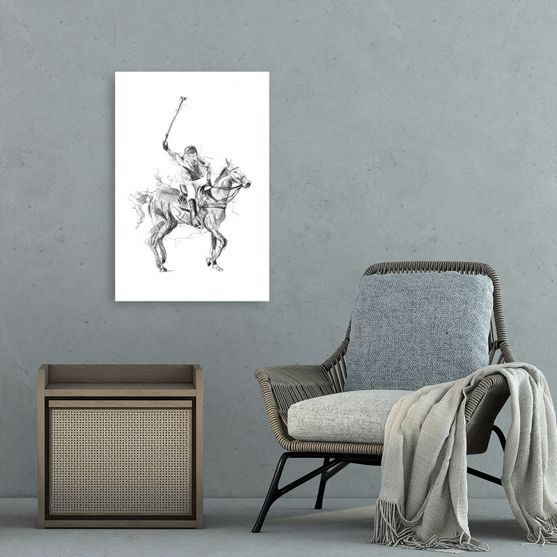 Racehorse Action Sketch Contemporary Horse Wall Art Print 1 Piece Wrapped Canvas Wall Art, 91.44cm H x 60.96cm W