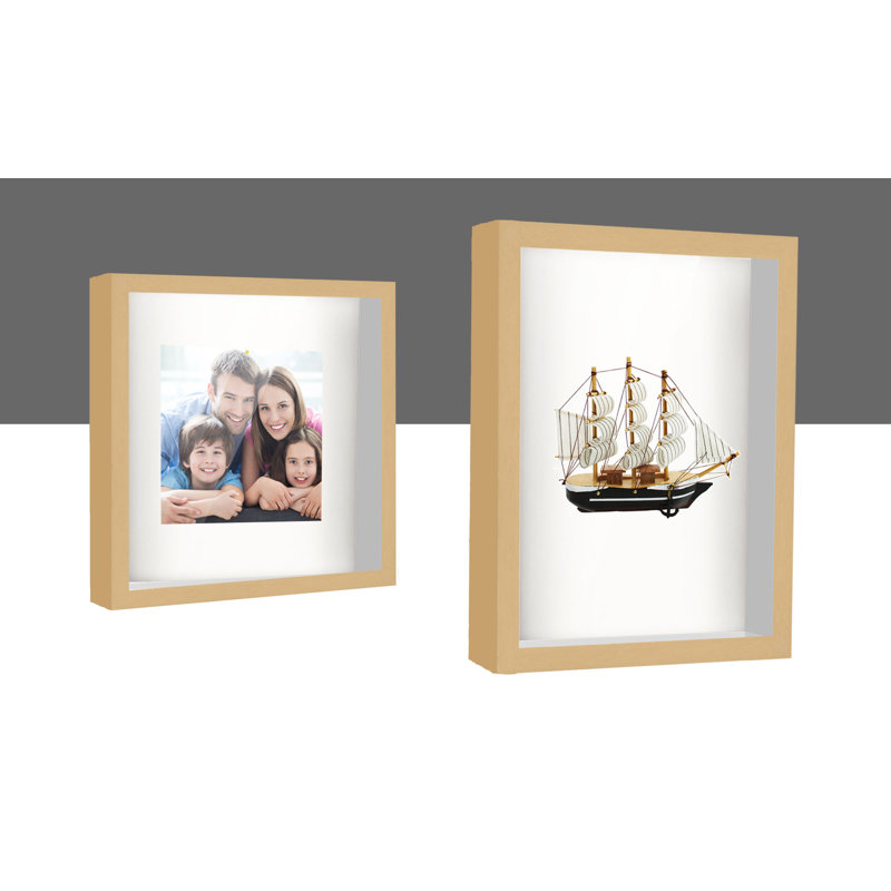 Itzamar Solid Wood Shadow Box Picture Frame, Yellow, 18" W x 18" H