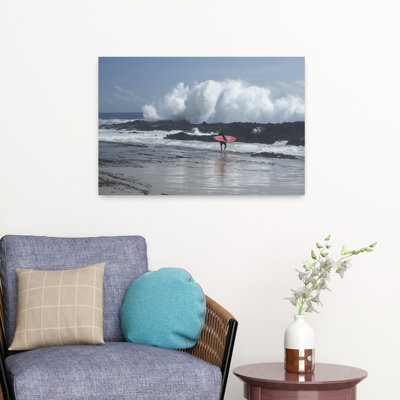 Surfer Walking On The Coast, Coral Sea, Surfer's Paradise, Gold Coast, Queensland, Australia Contemporary Beach Nature Wall Art