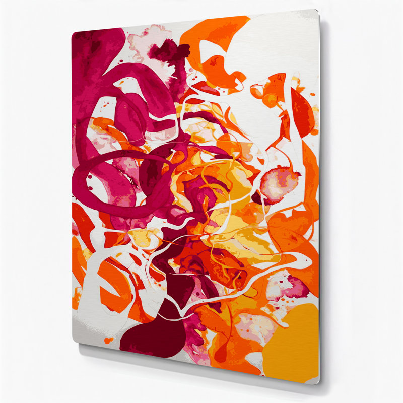 Abstrait aquarelle 75, art mural en métal beige, H 12 po x l 18 po