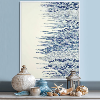 Bleu et beige algue océanique - impressions encadrées côtières, art mural sur toile bleu côtier