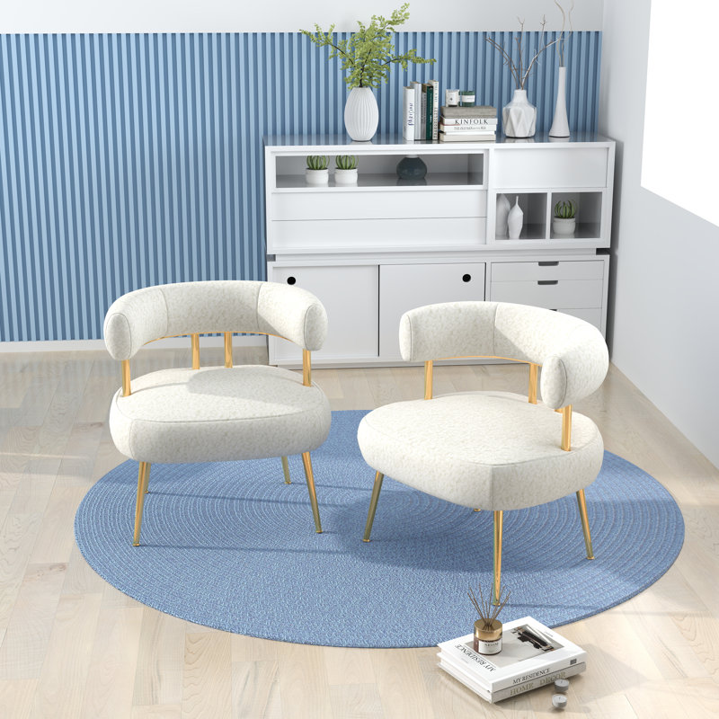Upholstered Barrel Chair, White