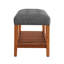 Banc rembourré en tissu avec rangement ouvert, gris et chêne-1609004984