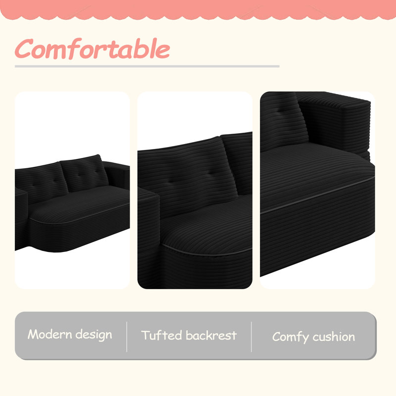 Canapé 78,7 po moderne 2 en 1 pliable avec couverture fonctionnelle et 2 coussins moelleux, canapé en velours côtelé moelleux confortable, canapé-lit convertible, canapé à siège profond