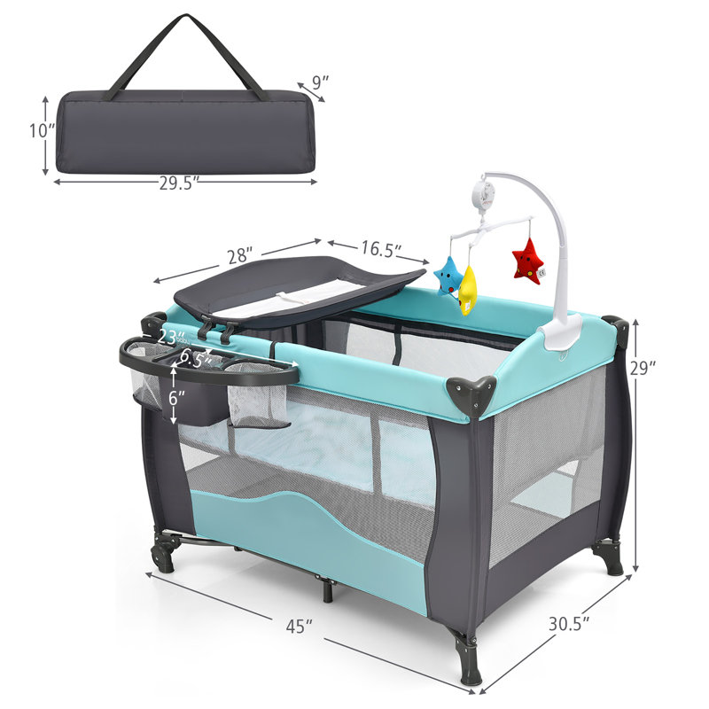 Syren Bassinet with Mattress and Stand, Green
