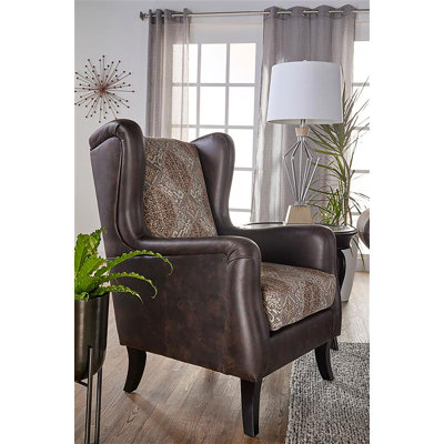 Critta Upholstered Wingback Accent Club Chair Brown