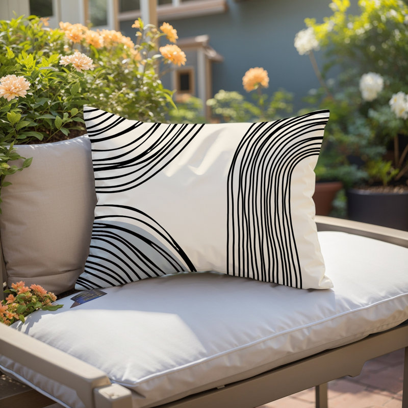 Housse et insert de coussin rectangulaire intérieur / extérieur Cassie, Gris, H 14 po x l 20 po