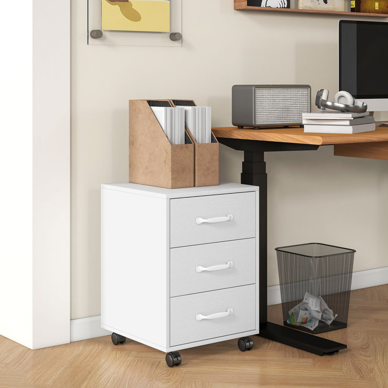 Erve 40cm Wide 3 -Drawer Mobile File Cabinet, White