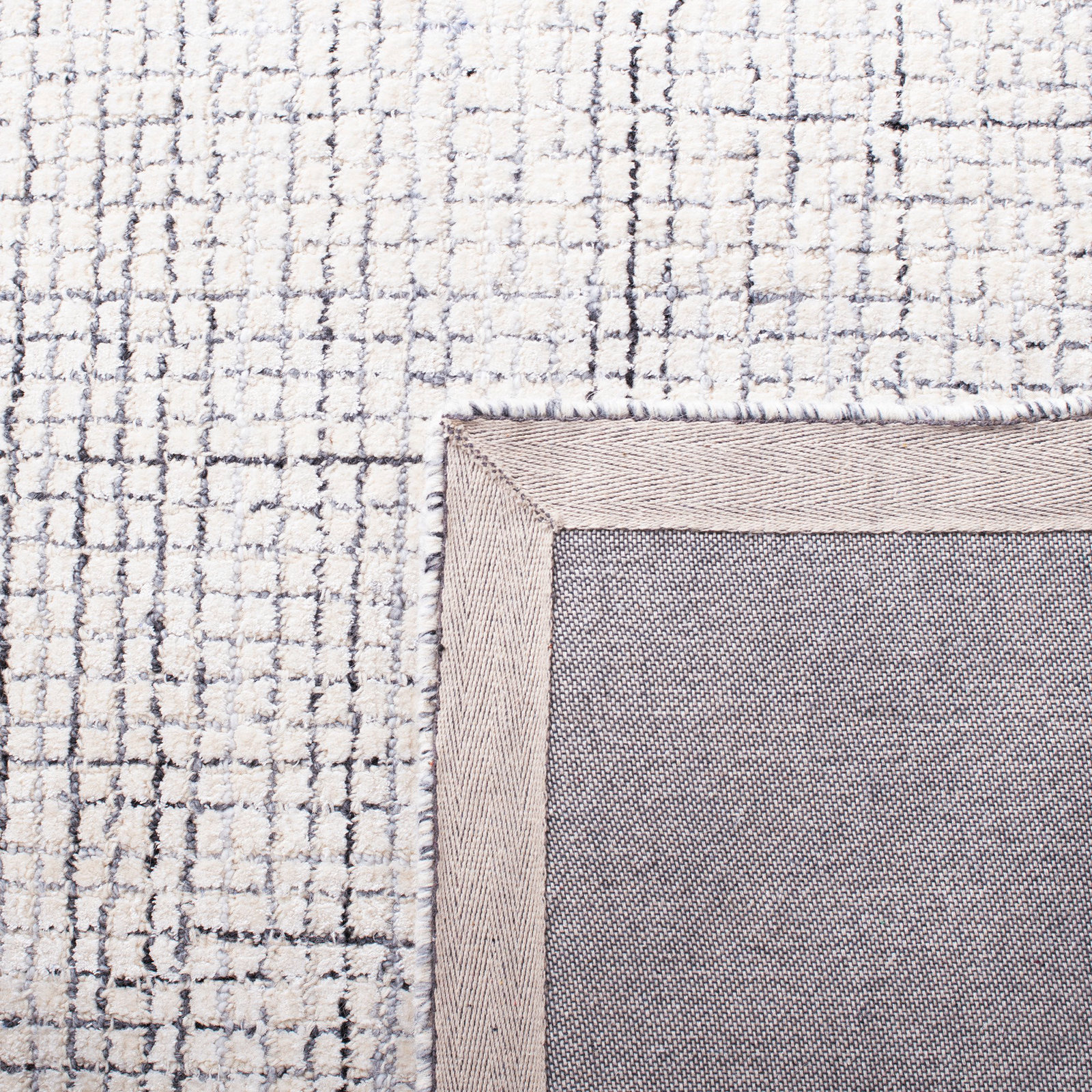 Rowe Ivory Grey Hand-Tufted Abstract Rug, Square 6'