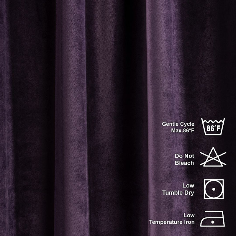 Room Darkening Single Curtain Panel, 65cm Width x 265cm Drop, Dark Violet