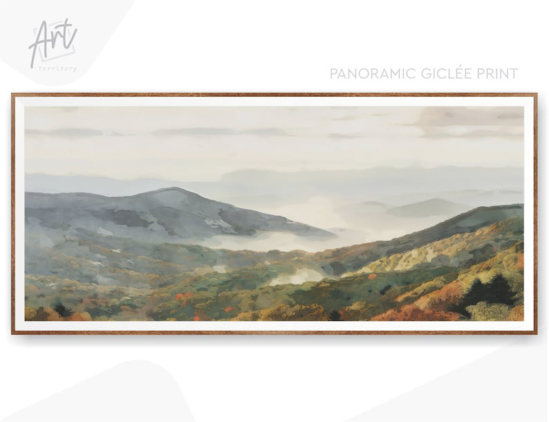 «Blue Ridge Mountains National Park», art mural horizontal, impression de voyage à l'aquarelle, H 20 po x l 40 po