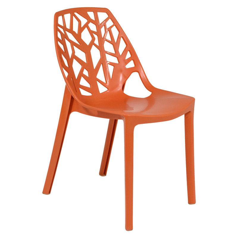 Edgington Lightweight Stacking Accent Dining Chair for Indoor & Outdoor, Solid Orange, Single