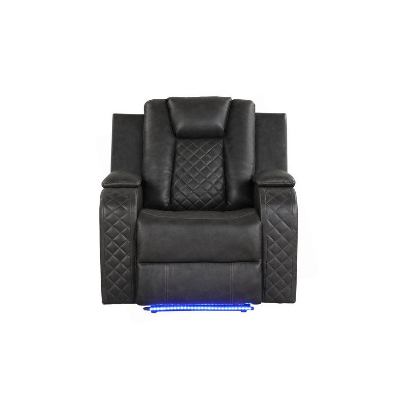 Fauteuil inclinable électrique à DEL en similicuir, Gris