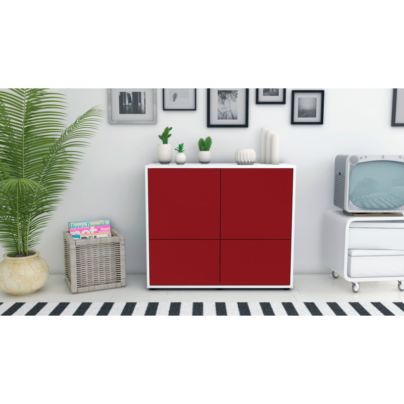 Potrero 92cm Sideboard, White/Red