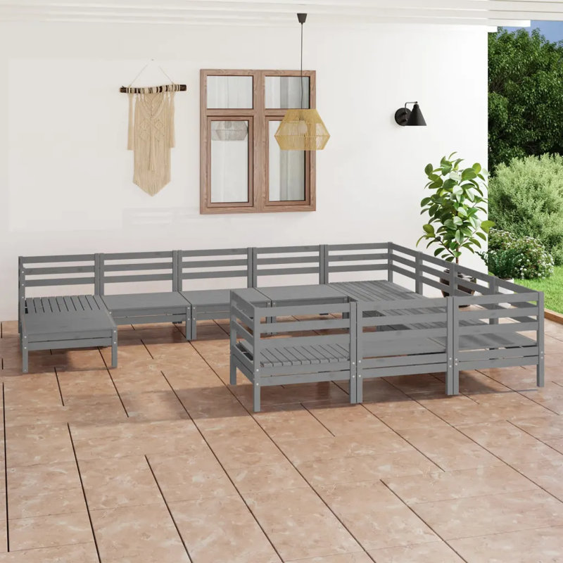 Bogoljub 11 Pieces Sectional Seating Group, Grey, 10