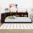 Wood Daybed With Storage Shelves, L-Shaped Corner Bed Frame With USB Ports And LED Lights-1230047861