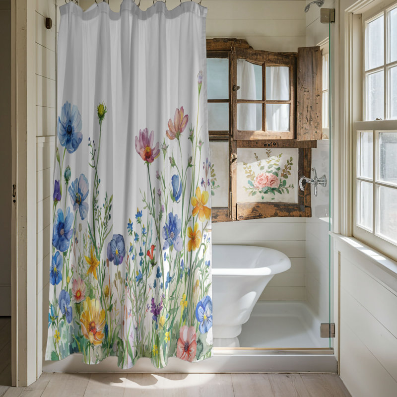 Rideau de douche 1 pièce Pastel Bloom Art, H 74 po x l 71 po