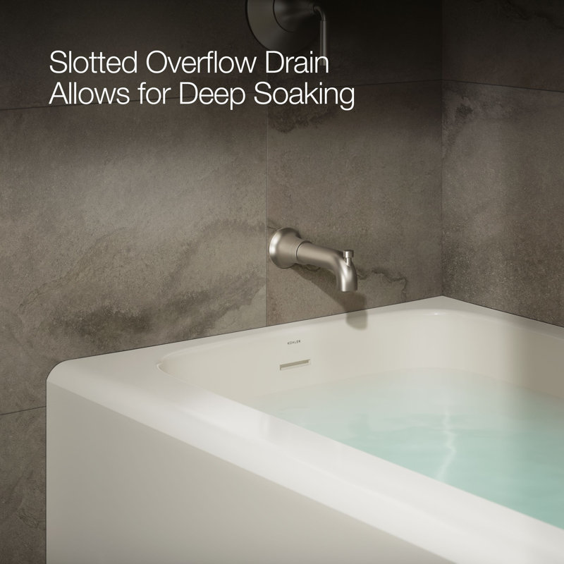 Avec 60 In. X 32 In. Alcove Bath, Right Drain, Off White, Left