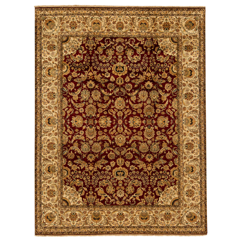 High-Quality Hand-Knotted Red And Cream Area Rug