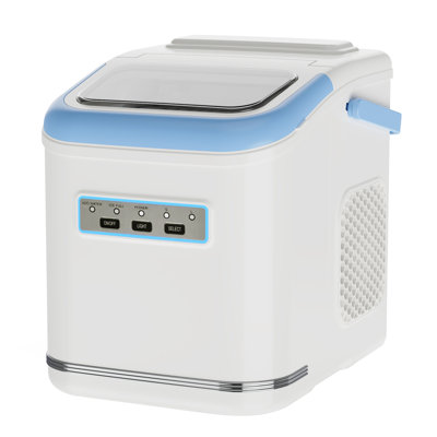 Northair Countertop Ice Maker Machine with Blue Ambient Light, 26 lbs Ice per Day, 9 Bullet Ice Cubes in 6 Minutes, Portable Compact Ice Machine with Handle, 1.3L Water Tank and 2 Ice Sizes, White