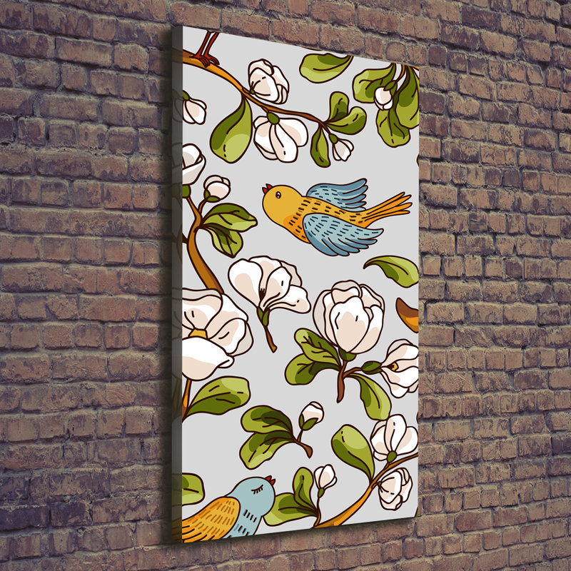 Birds And Flowers - Wrapped Canvas Print