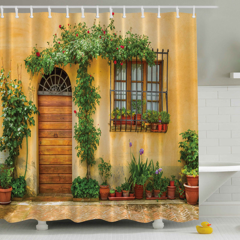 Rideau de douche simple à imprimé méditerranéen