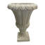 Grand pot de fleurs vertical cannelé en résine, de style romain, avec base carrée sur piédestal, vase décoratif à texture grès blanc cassé pour la décoration intérieure et extérieure (porche, terrasse, jardin).