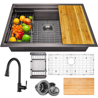32" L x 18" W Undermount Kitchen Sink with Faucet