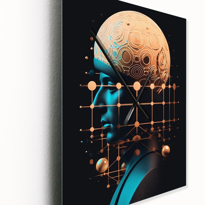 Sci-Fi, portrait d'un homme du futur bleu - Horloges murales, Très grand
