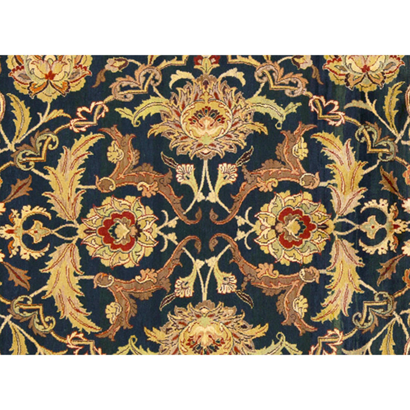 High-Quality Hand-Knotted Black And Gold Area Rug