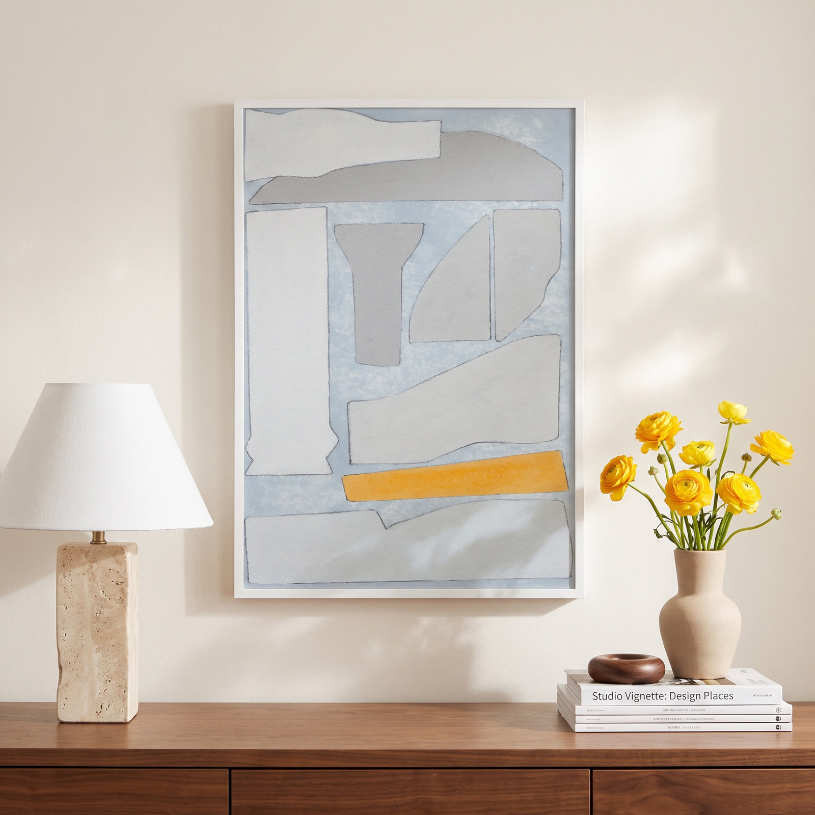 Femi "Elements of the Chateau II" Print, 41" H x 29" W x 1" D, White