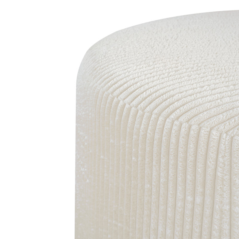 Rond avec revêtement en velours côtelé beige - 30,85 x 16,71, siège confortable en mousse dense et système de ressorts, pièce de décor polyvalente revêtue de 30,50 de large, profonde, 16,25 de haut, élégance minimaliste, parfaite