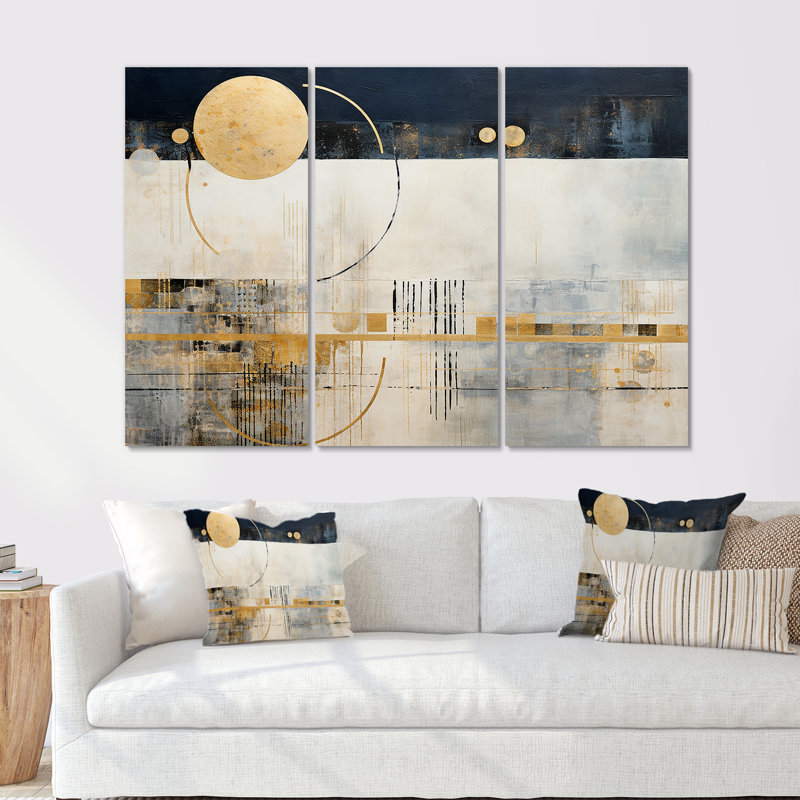 Pioche - ensemble d'art mural abstrait paysage, H 28 po x l 36 po x P 1 po, Toile tendue