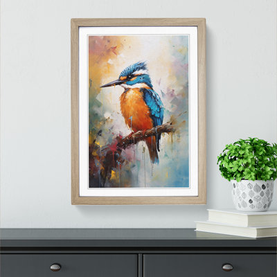 Kingfisher Impressionism - Single Picture Frame Print on Wood