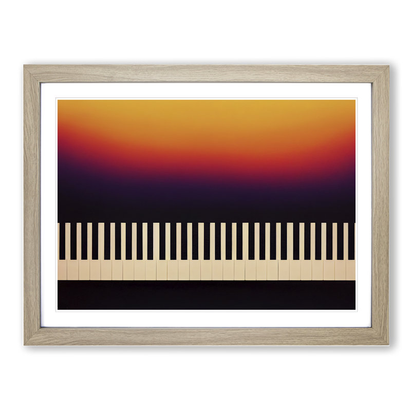 Keys of the Piano Abstract - Framed Print, 46cm H x 64cm W x 2cm D, Oak