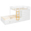 Lit superposé double avec 2 grands et 5 petits tiroirs, petite armoire, lit superposé avec rangement moderne, panneau de fibres à densité moyenne et bois massif, blanc-10477481