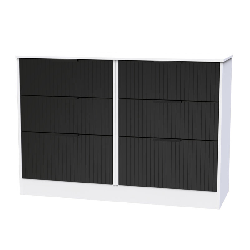 Charay 115 cm W Chest of 6 Drawers, Deep Black/White