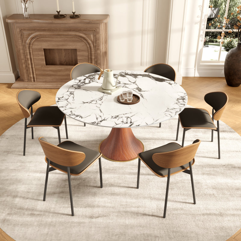 Ensemble de table de salle à manger de style Mid-Century 5/7 pièces avec chaises d'appoint rembourrées en éponge