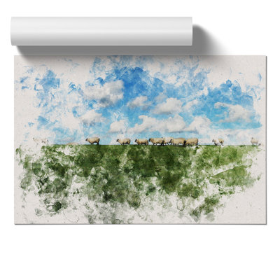 Flock of Sheep Watercolour - Frameless Print